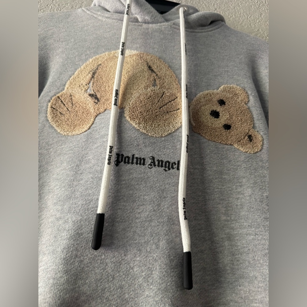 NEW $800 Palm Angels Grey Teddy Bear Cotton Knit Hoodie size XS AUTHENTIC - Picture 5 of 8